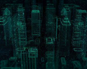 Naklejka premium Digital city tower graphic background