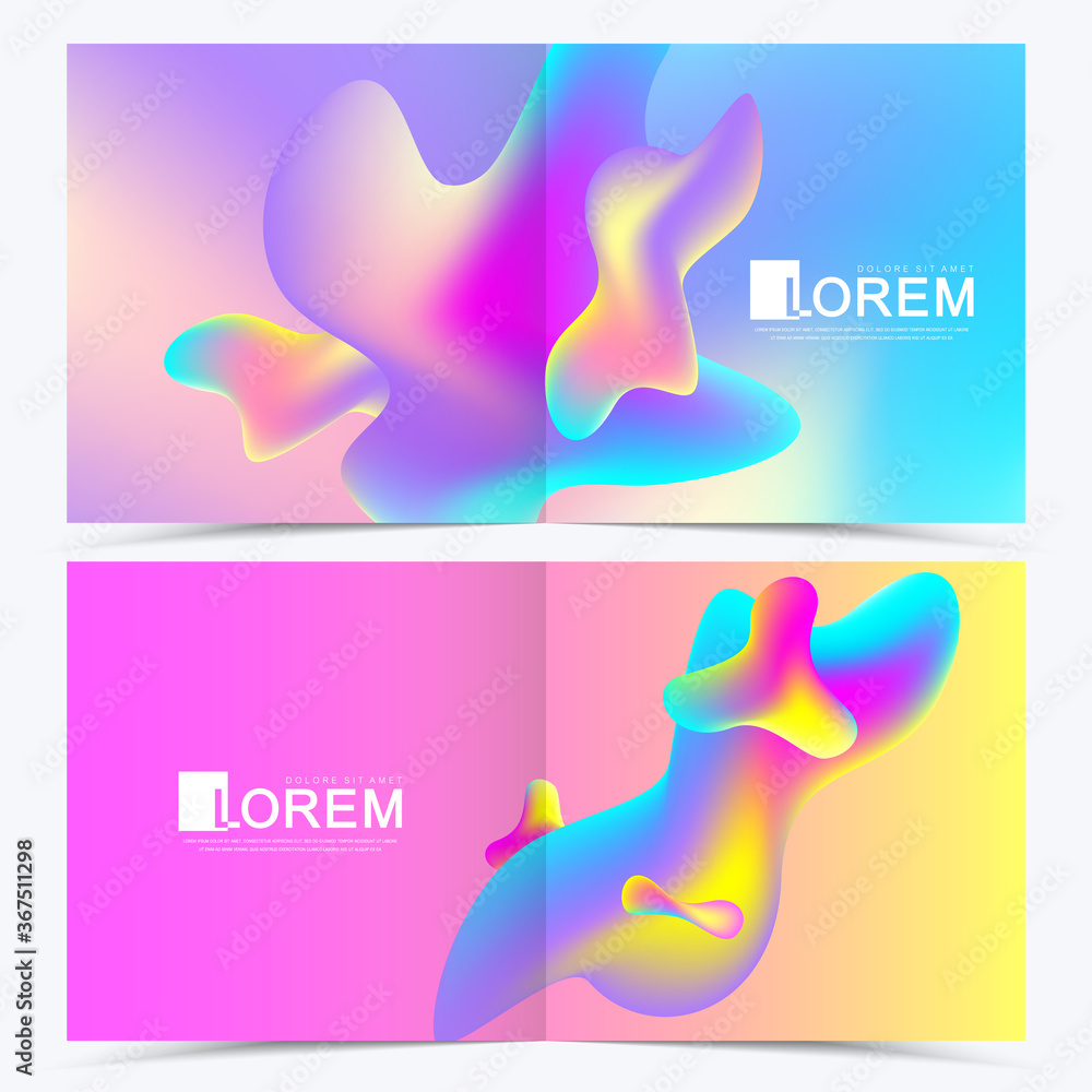 Aufkleber vector design templates in trendy vibrant gradient colors with abstract fluid shapes, paint splashes