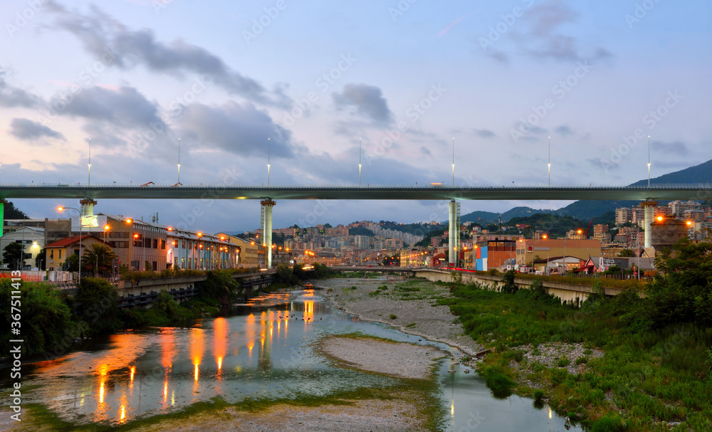 Poster inauguration of the new highway bridge in genoa on 3 august 2020 will be called san giorgio