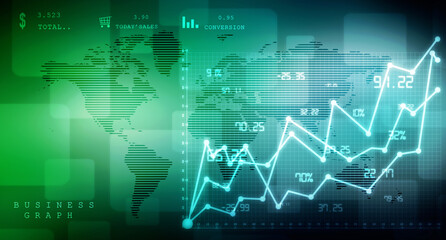 2d rendering Stock market online business concept. business Graph 

