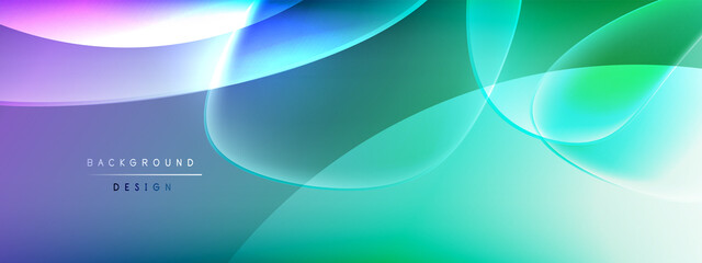 Vector abstract background - liquid bubble shapes on fluid gradient with shadows and light effects. Shiny design template for text