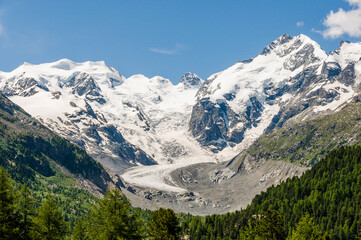 Morteratsch, Morteratschgletscher, Bernina, Gletscher, Piz Bernina, Berninatal, Berninapass, Gletscherweg, Gletscherpfad, Engadin, Alpen, Graubünden, Sommer, Schweiz