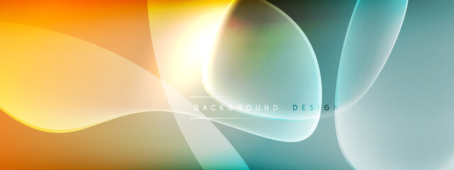 Vector abstract background - liquid bubble shapes on fluid gradient with shadows and light effects. Shiny design template for text