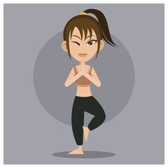 girl practising yoga in tree pose