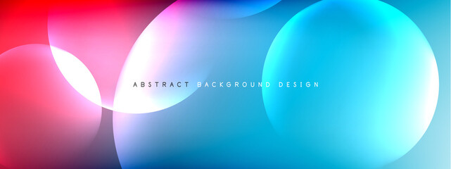 Vector abstract background liquid bubble circles on fluid gradient with shadows and light effects. Shiny design templates for text