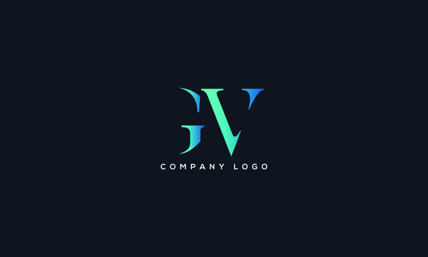 Abstract creative minimal and unique alphabet letter icon logo GV