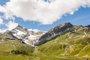Bernina, Cambrena, Gletscher, Lago Bianco, Stausee, Piz Cambrena, Berninapass, Gletscherr&uuml;ckgang, Wanderweg, Alpen, Graub&uuml;nden, Poschiavo, Engadin, Wasserscheide, Sommer, Schweiz