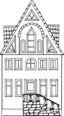 vector illustration of a little black white house