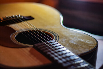 A beautiful and classic guitar of wooden.