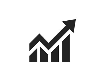 chart with arrow icon. business analytics and growth trend symbol. infographic element