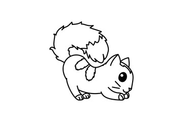 vector cute cartoon little cat. coloring book page