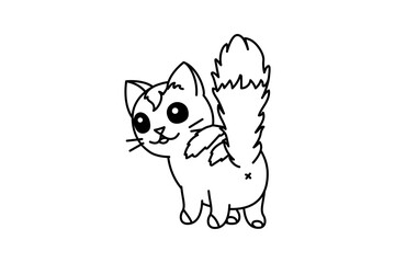 vector cute cartoon little cat. coloring book page