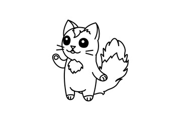 vector cute cartoon little cat. coloring book page