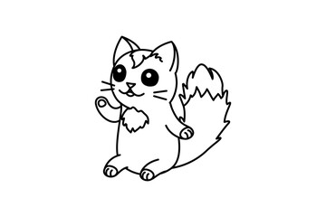 vector cute cartoon little cat. coloring book page
