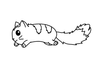 vector cute cartoon little cat. coloring book page