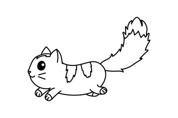 vector cute cartoon little cat. coloring book page