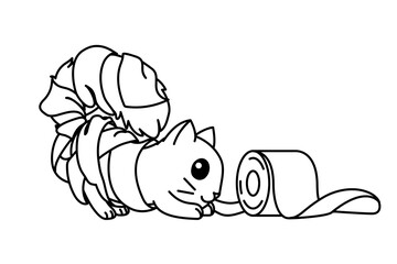 vector cute cartoon little cat. coloring book page