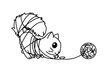 vector cute cartoon little cat. coloring book page