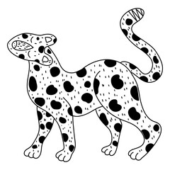 Vector line leopard for creating fashion prints, postcard, wedding invitations, banners, arrangement illustrations, bouquets. Vector colorful leopard on white background.