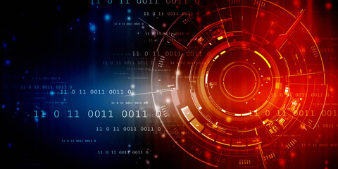 2d illustration Abstract futuristic electronic circuit technology background