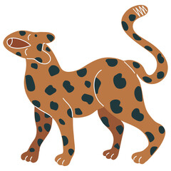 Vector flat leopard for creating fashion prints, postcard, wedding invitations, banners, arrangement illustrations, bouquets. Vector colorful leopard on white background