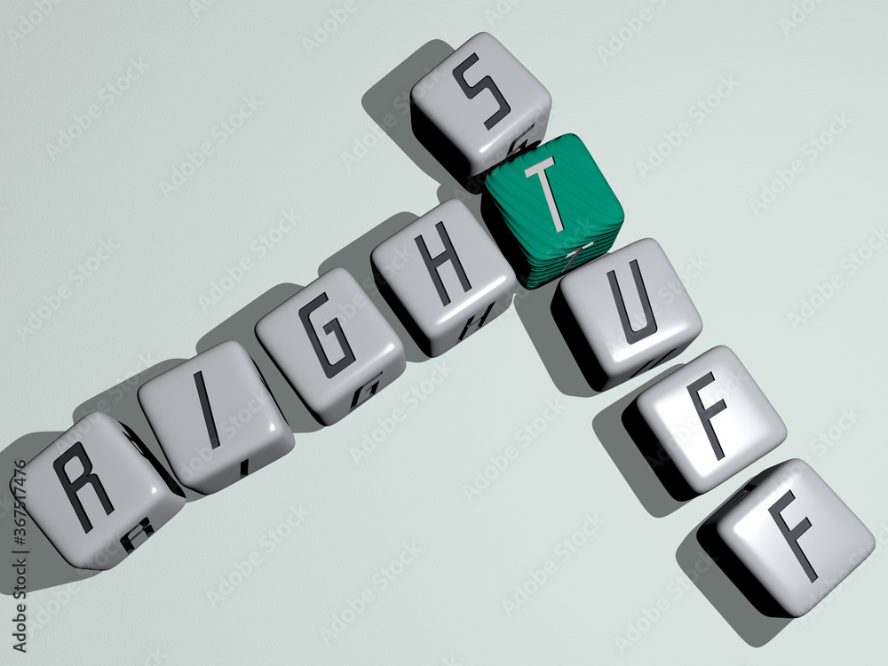 Poster combination of right stuff built by cubic letters from the top perspective, excellent for the concep