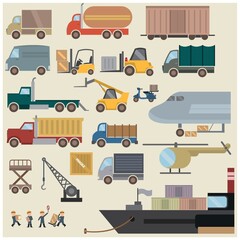 collection of shipping equipment and transportation