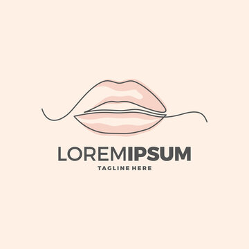 Red Lips Logo design vector template. Kiss icon. Love Beauty fashion cosmetics make up Logotype concept.
