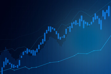Business candle stick graph chart of stock market investment trading. Bullish point trend. Abstract financial chart with uptrend line candlestick graph in share market
