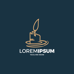 Candle Light Flame Logo Design Vector Illustration