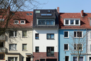 Wohngebäude , Reihenhäuser, Mehrfamilienhäuser, Rückseite, Bremen, Deutschland