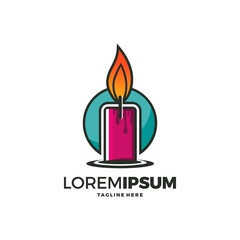 Candle Light Flame Logo Design Vector Illustration