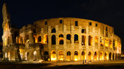 Fototapeta na wymiar Colosseum Exterior at Night, Rome, Lazio, Italy