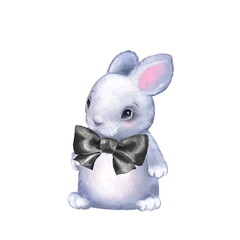 Obraz na płótnie Canvas Cute rabbit. Watercolor illustration. Isolated on white background