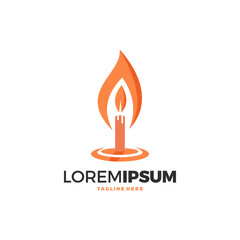 Candle Light Flame Logo Design Vector Illustration