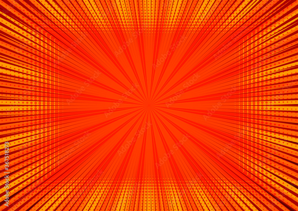 Poster abstract comic orange background for style pop art design. retro burst template backdrop. light rays