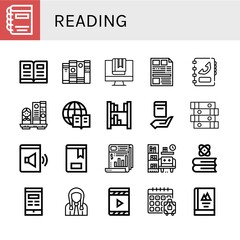reading simple icons set