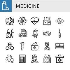 medicine simple icons set