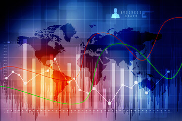 2d rendering Stock market online business concept. business Graph 