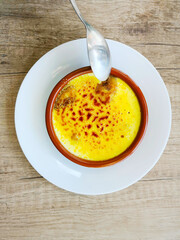 French dessert Creme brulee ready to eat