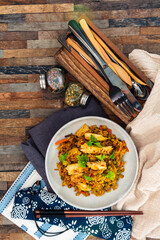 Chinese rice with vegetables and chicken