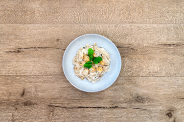 Tasty chicken and mushroom risotto