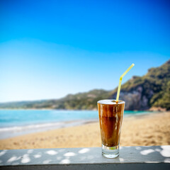 Desk of free space and cold drink 