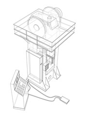Friction screw press concept outline. Vector