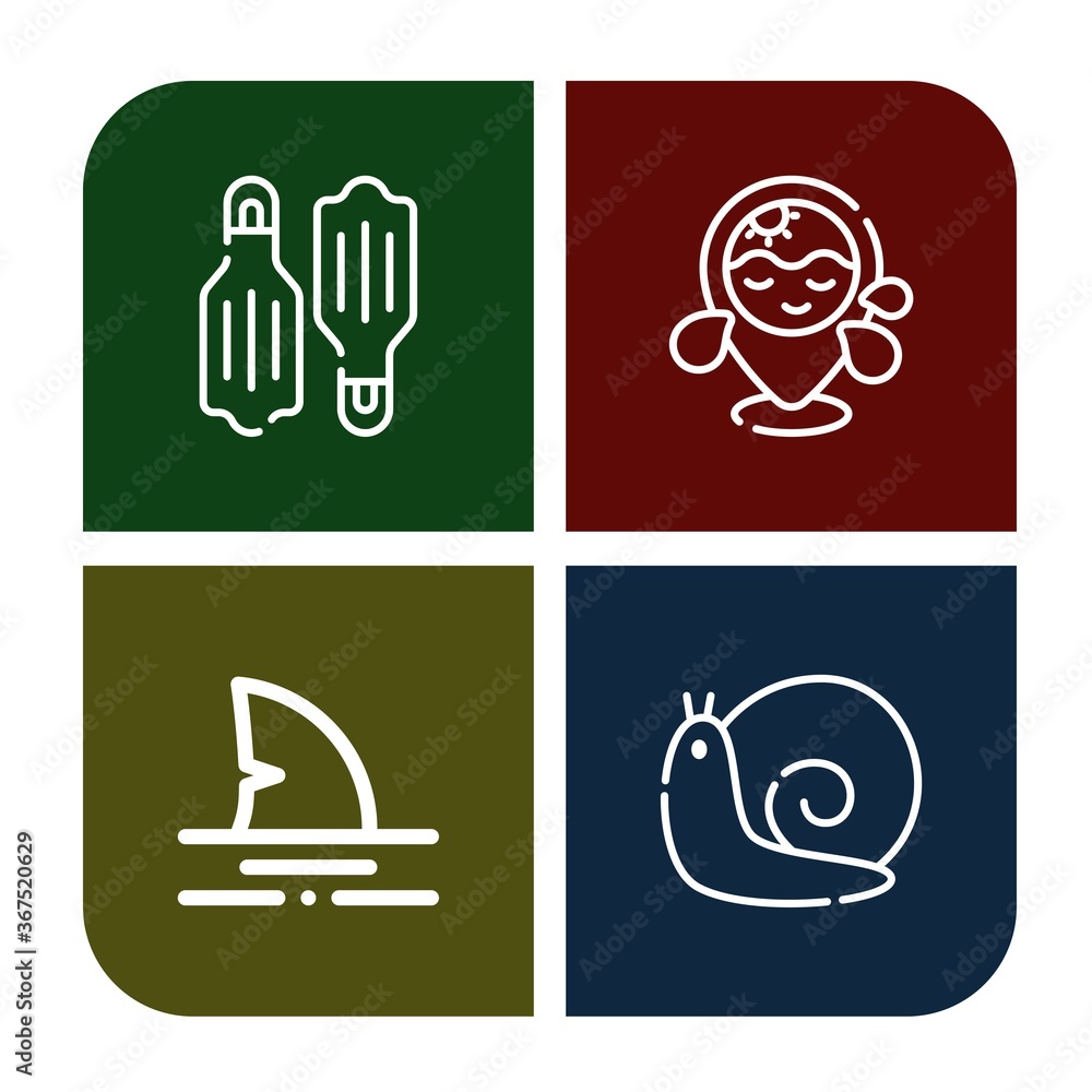 Poster shell simple icons set