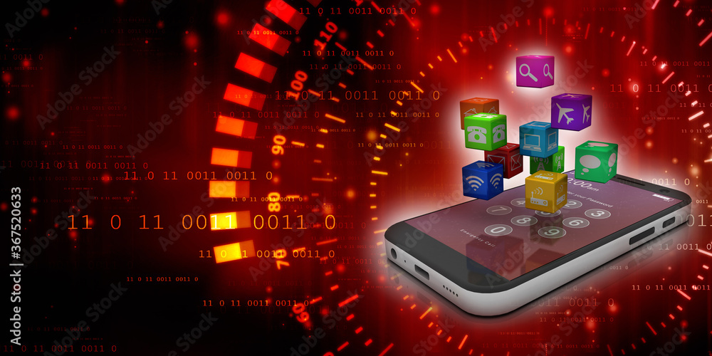 Aufkleber 3d rendering transmitter mobile wifi