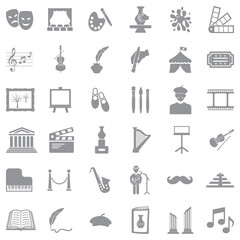 Art Icons. Gray Flat Design. Vector Illustration.