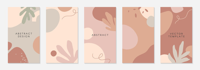 Bundle of editable insta story templates with copy space for text.Modern vector layouts with hand drawn organic shapes and textures.Trendy design for social media marketing,digital post,prints,banners