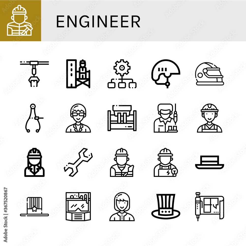 Poster engineer simple icons set