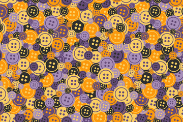 Bright buttons thick seamless pattern. Vector illustration for sewing hobby, patchwork, or your different designs. Can be used for fabric, textile, wallpaper, wrapping paper, backdrop, banner